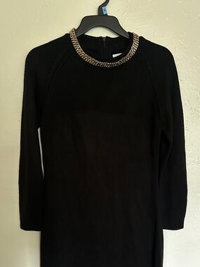 Calvin Klein Sweater Dress Black With Gold Chain Size Small
